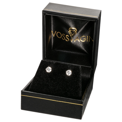 1 CTW AGI Certified Lab Grown Diamond Halo Stud Earrings in 14K White Gold (F-G/VS)