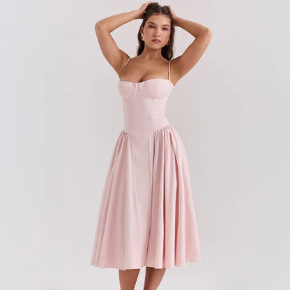 Suspender Mid-Length Dress with Chest Support