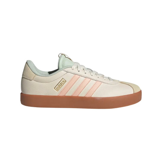 adidas Women's VL Court 3.0 Shoes - Wonder White / Powder Coral / Linen Green