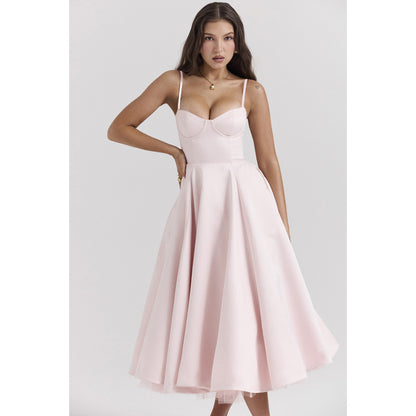 French Style Mesh Princess Dress with Flared Hem
