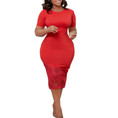 Elegant Lace Detail Pencil Dress
