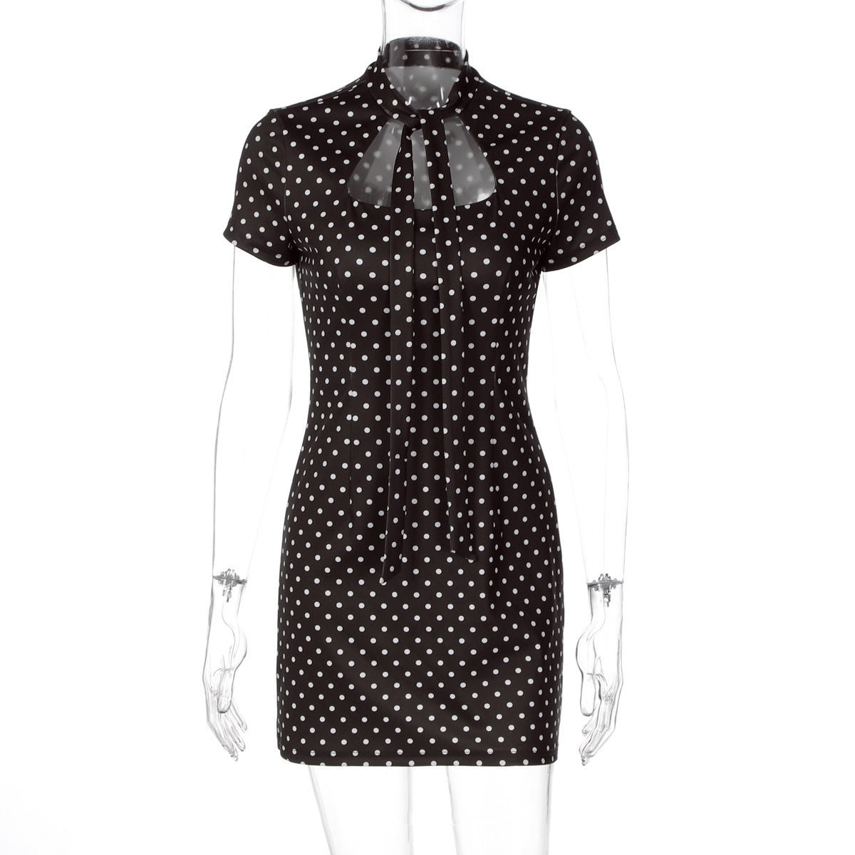 Womens Polka Dot Bodycon Midi Dress