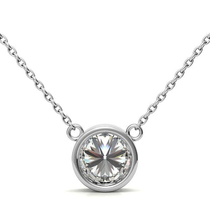 3.00 CTW AGI Certified Round Brilliant Lab Grown Diamond Bezel Pendant in 14K White or Yellow Gold