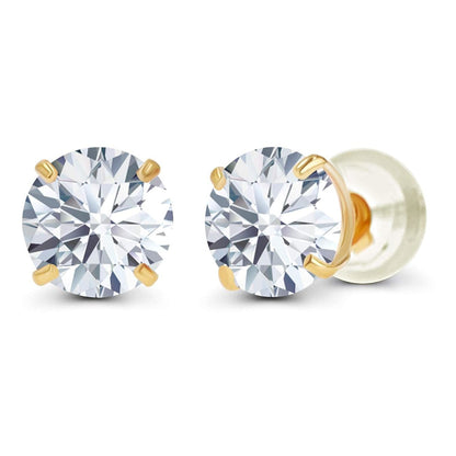 1.00 CTW Round Lab-Grown Diamond Stud Earrings in 14K White or Yellow Gold | G/VS-Clarity