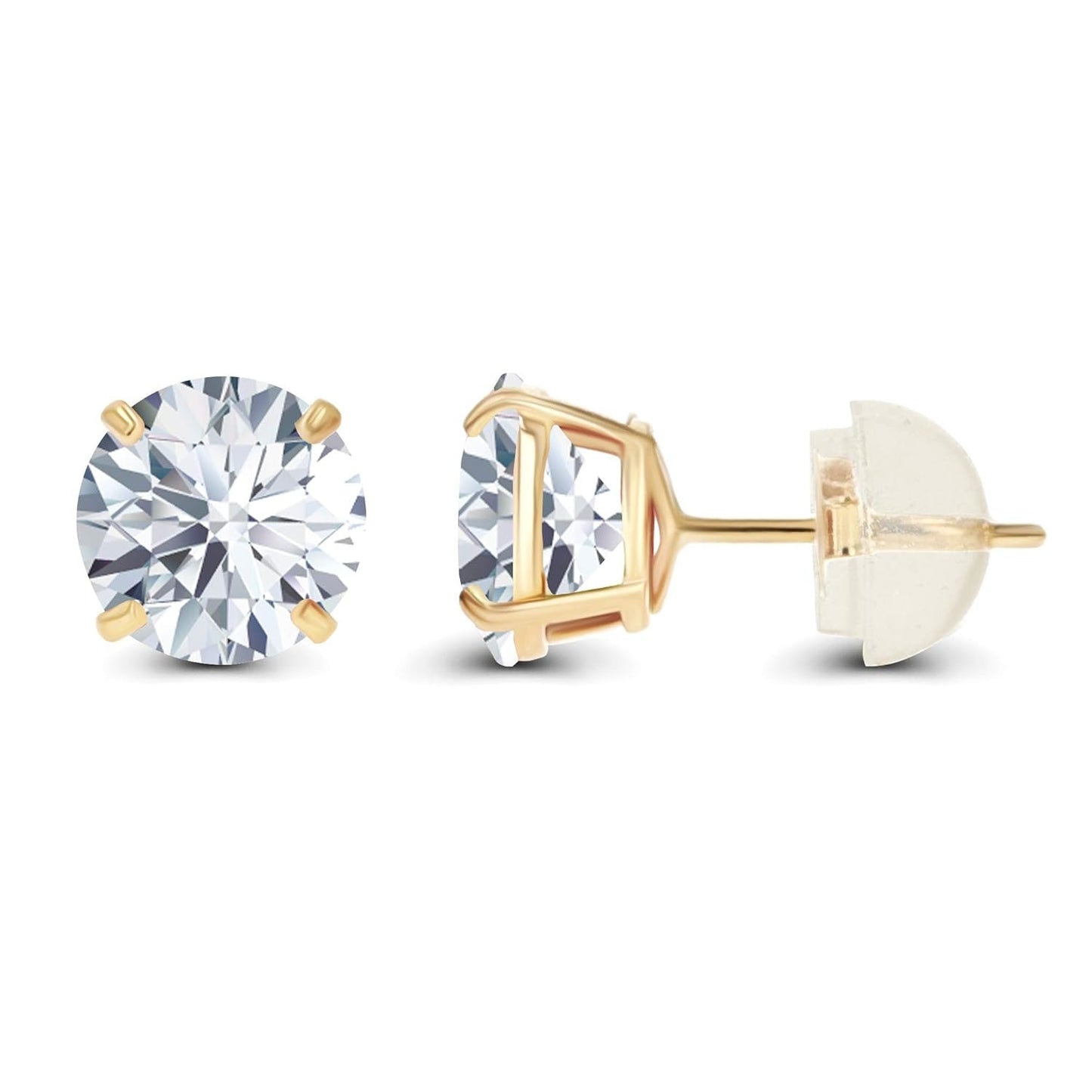 1.00 CTW Round Lab-Grown Diamond Stud Earrings in 14K White or Yellow Gold | G/VS-Clarity
