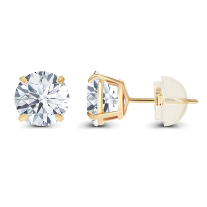 1.00 CTW Round Lab-Grown Diamond Stud Earrings in 14K White or Yellow Gold | G/VS-Clarity