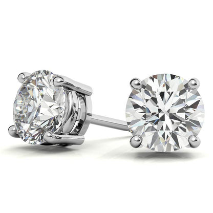 1 CTW Lab-Grown Diamond Stud Earrings - G/VS Clarity - 14k Gold Over Sterling Silver - White or Yellow Gold Option