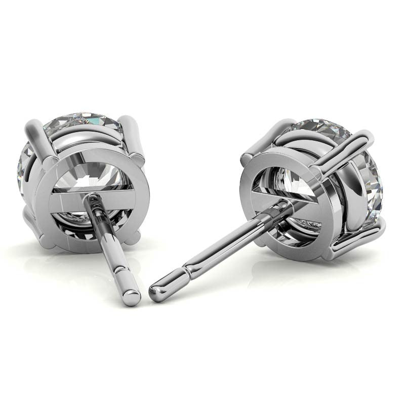 3.50 CTW Lab-Grown Round Diamond Stud Earrings in 14k Gold – E-F/VS AGI Certified
